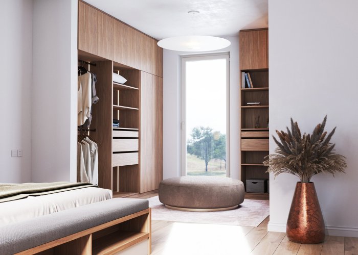 Minimalistický otvorený šatník / Šatníky a posuvné dvere na mieru